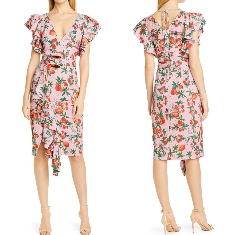 PatBO Ruffle Belted Cocktail Dress (US/6)